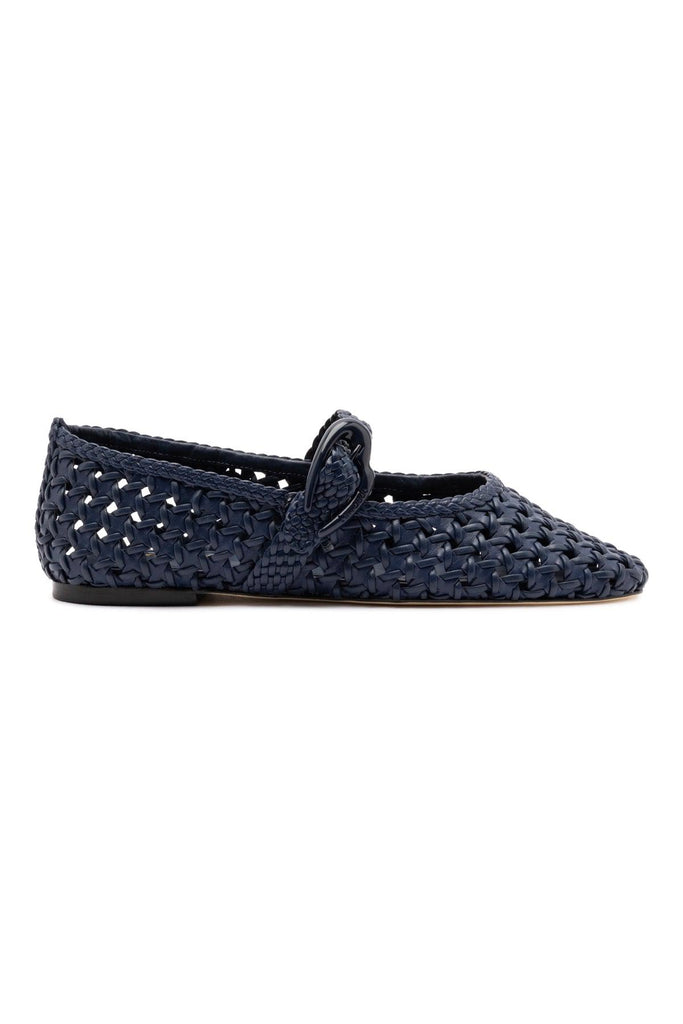 Verona New Macrame Ballet Flat In Navy Leather