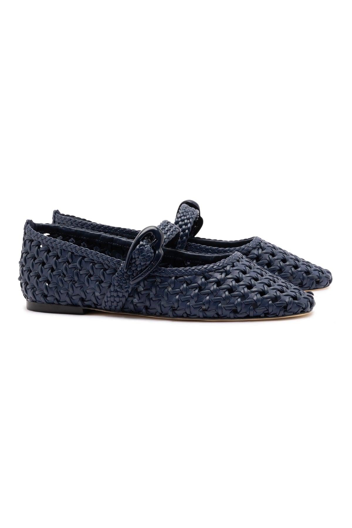 Verona New Macrame Ballet Flat In Navy Leather