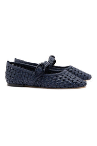 Verona New Macrame Ballet Flat In Navy Leather