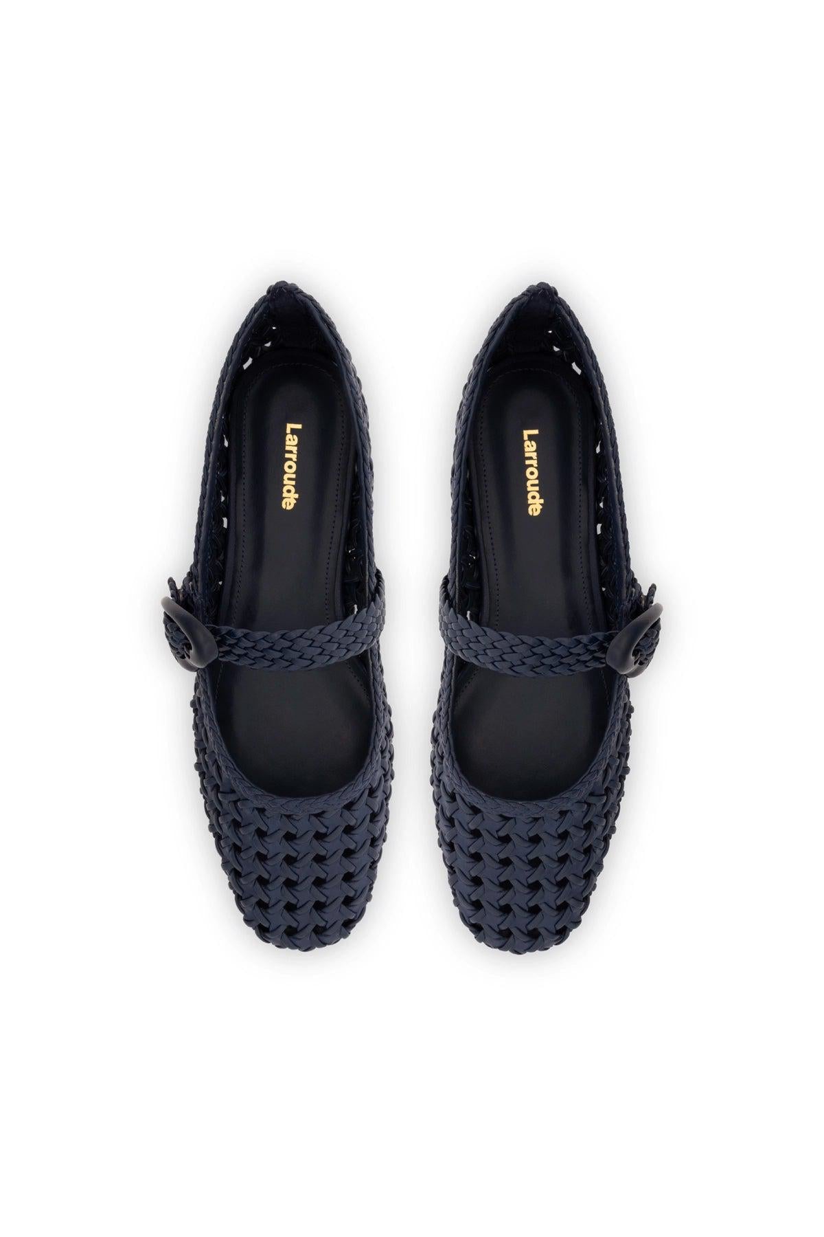 Verona New Macrame Ballet Flat In Navy Leather