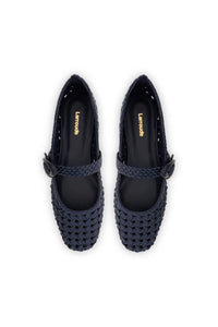 Verona New Macrame Ballet Flat In Navy Leather
