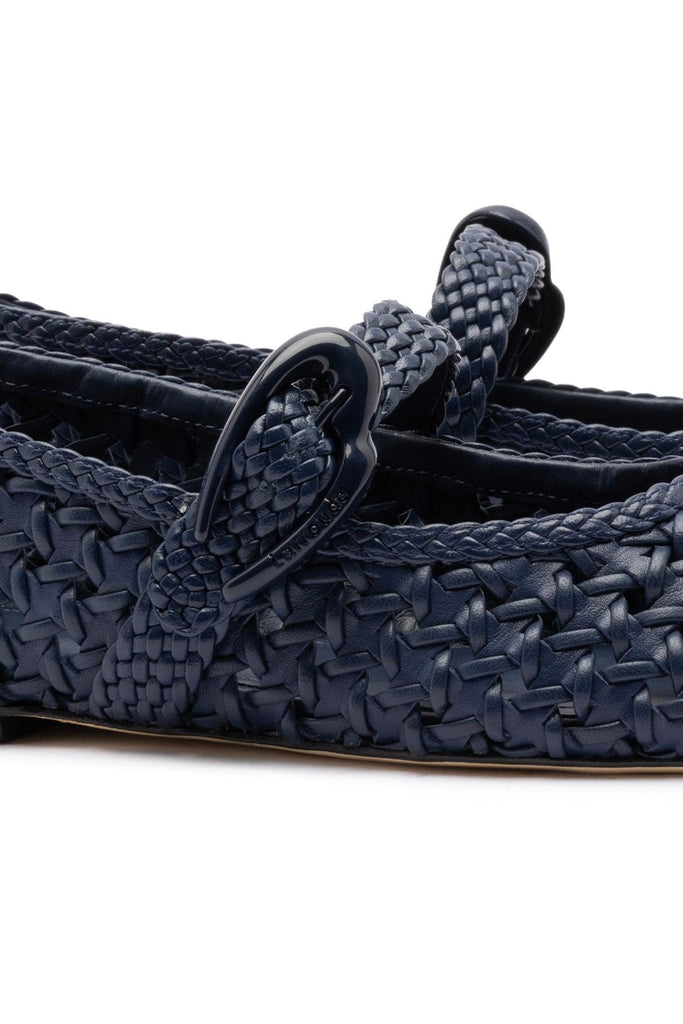 Verona New Macrame Ballet Flat In Navy Leather