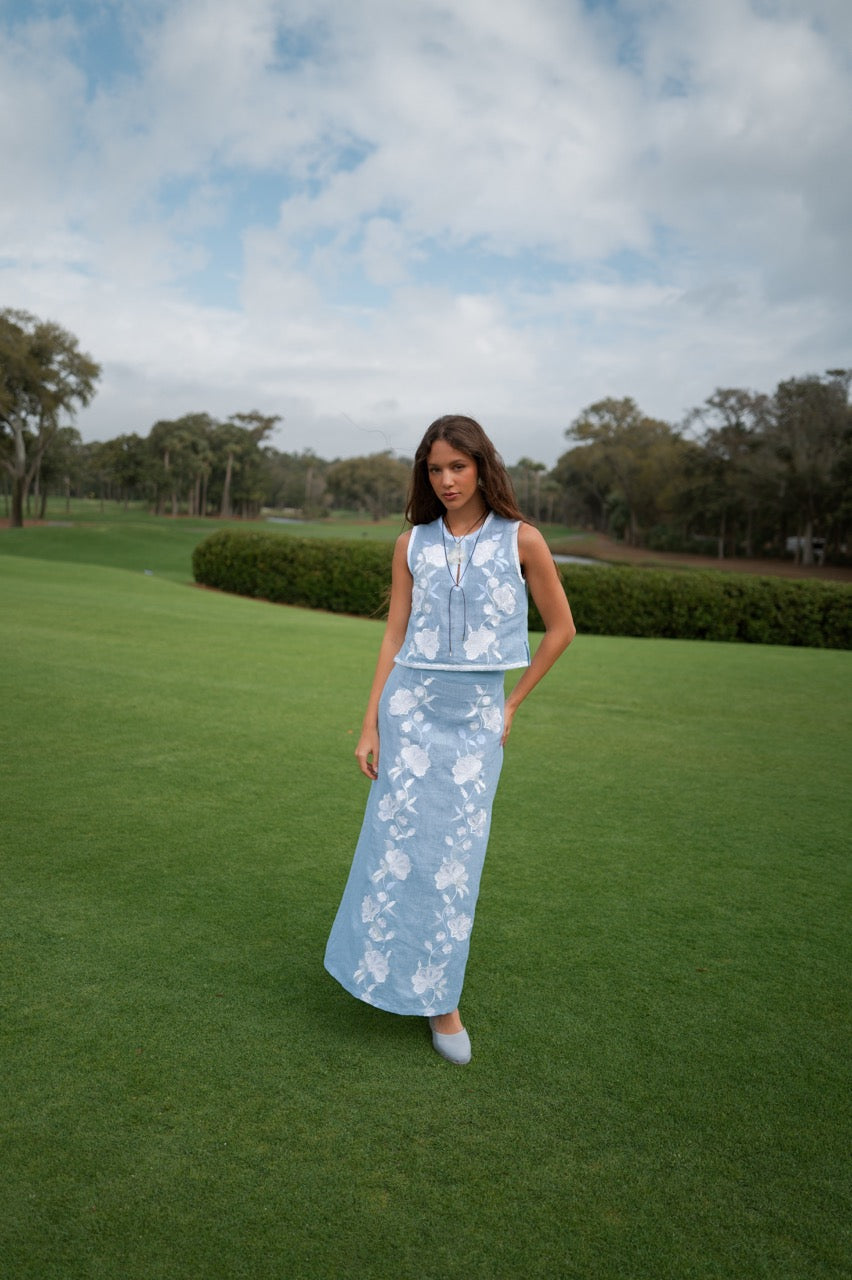 OTM Exclusive:  Kasbah Trellis Skirt in Light Blue