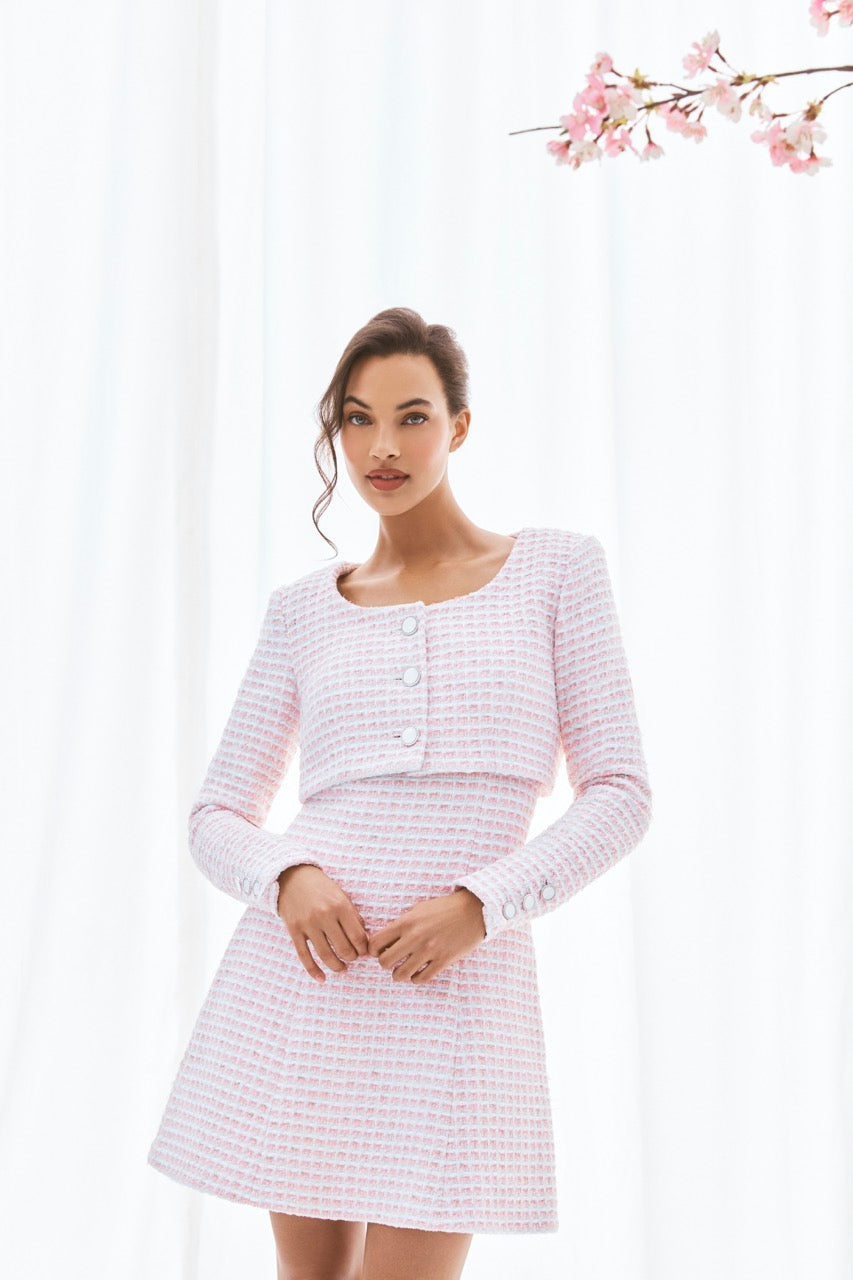 The Ellen Jacket in Pink & White