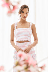 The Remington Top in Pink & White