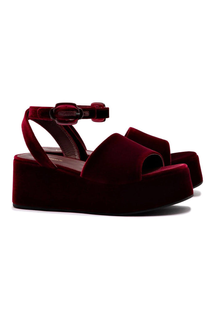Charli Flatform Sandal In Wine Velvet