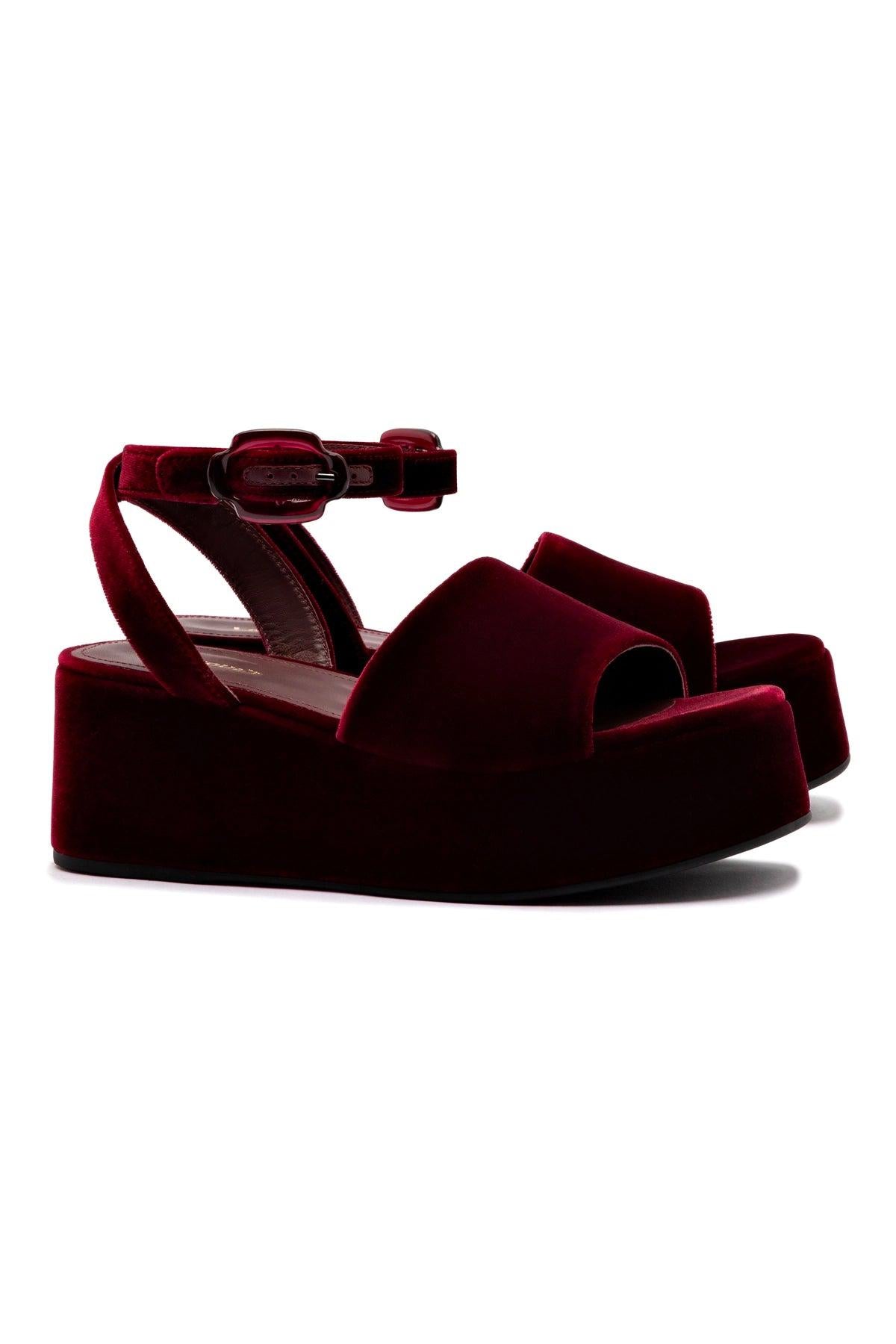 Charli Flatform Sandal In Wine Velvet