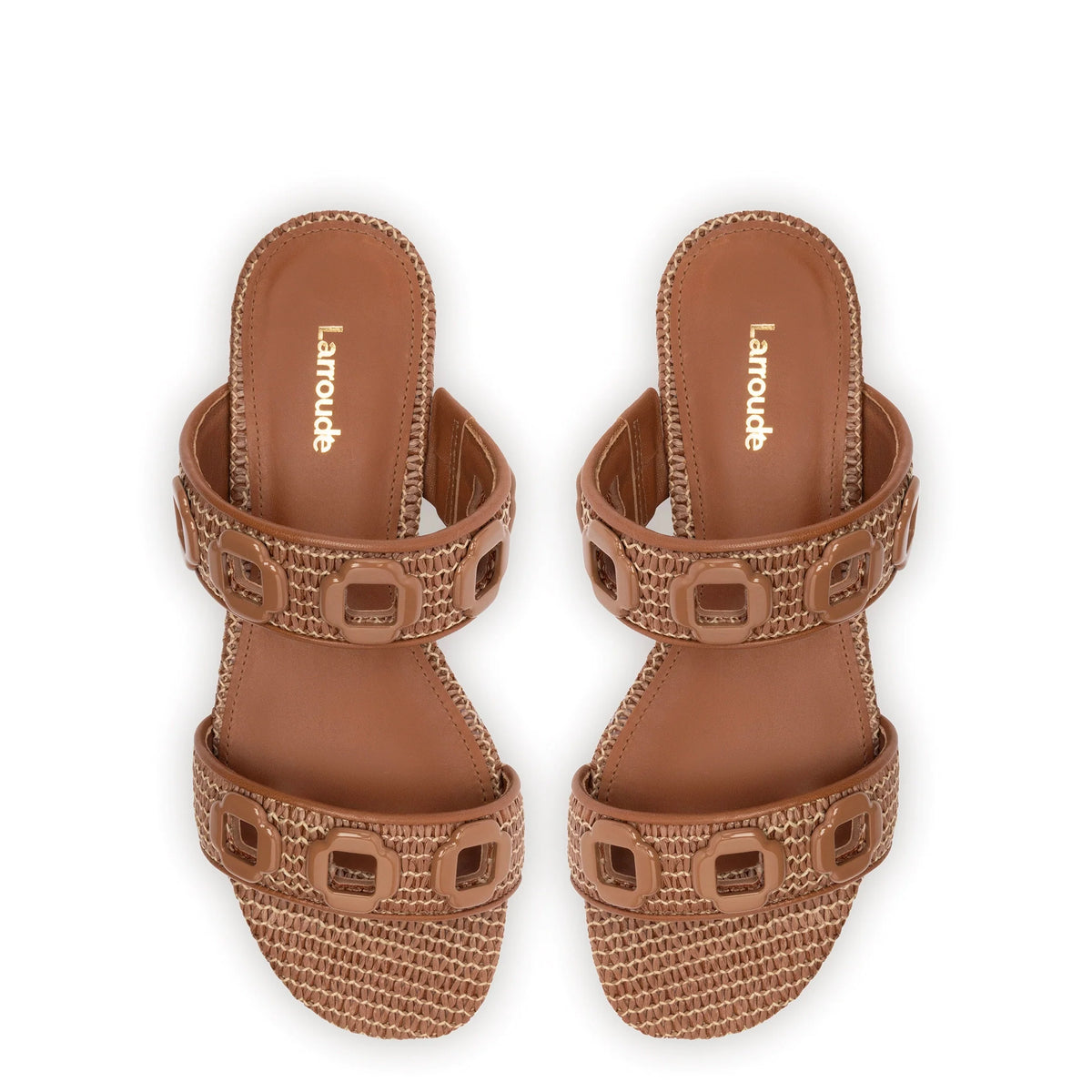 Milan Flat Mule In Caramel Wave Raffia