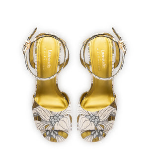 Larroudé x Markarian Wedge In Gold Floral Dutel