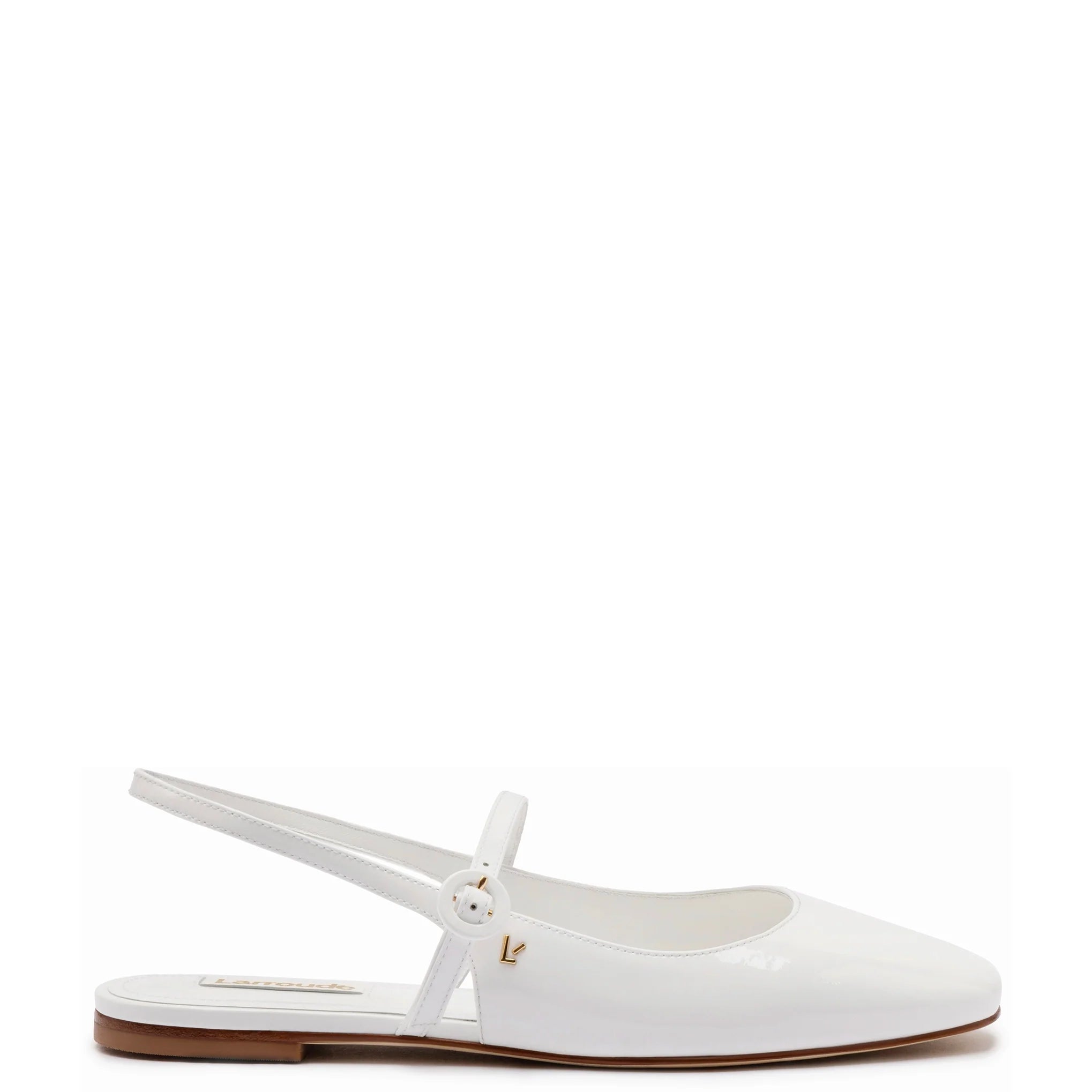 Georgina Ballet Flat in White Patent Leather