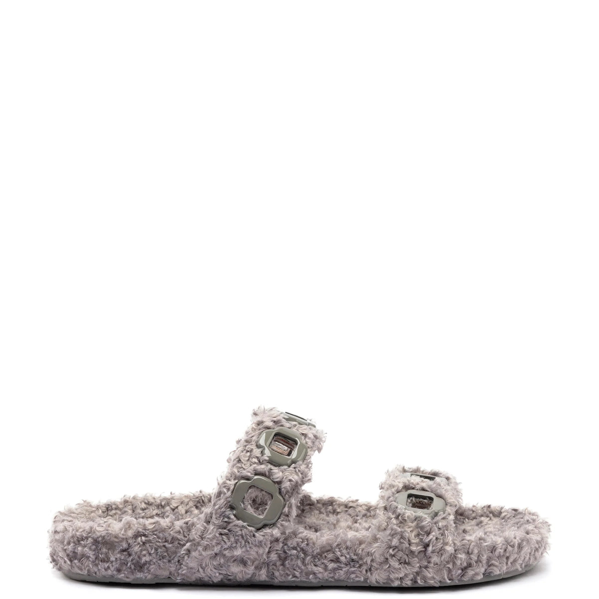 Milan Slide In Grey Faux Fur