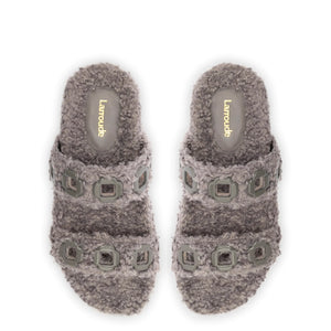 Milan Slide In Grey Faux Fur