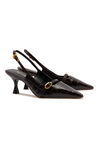 Ines Pump In Croco Brown Leather