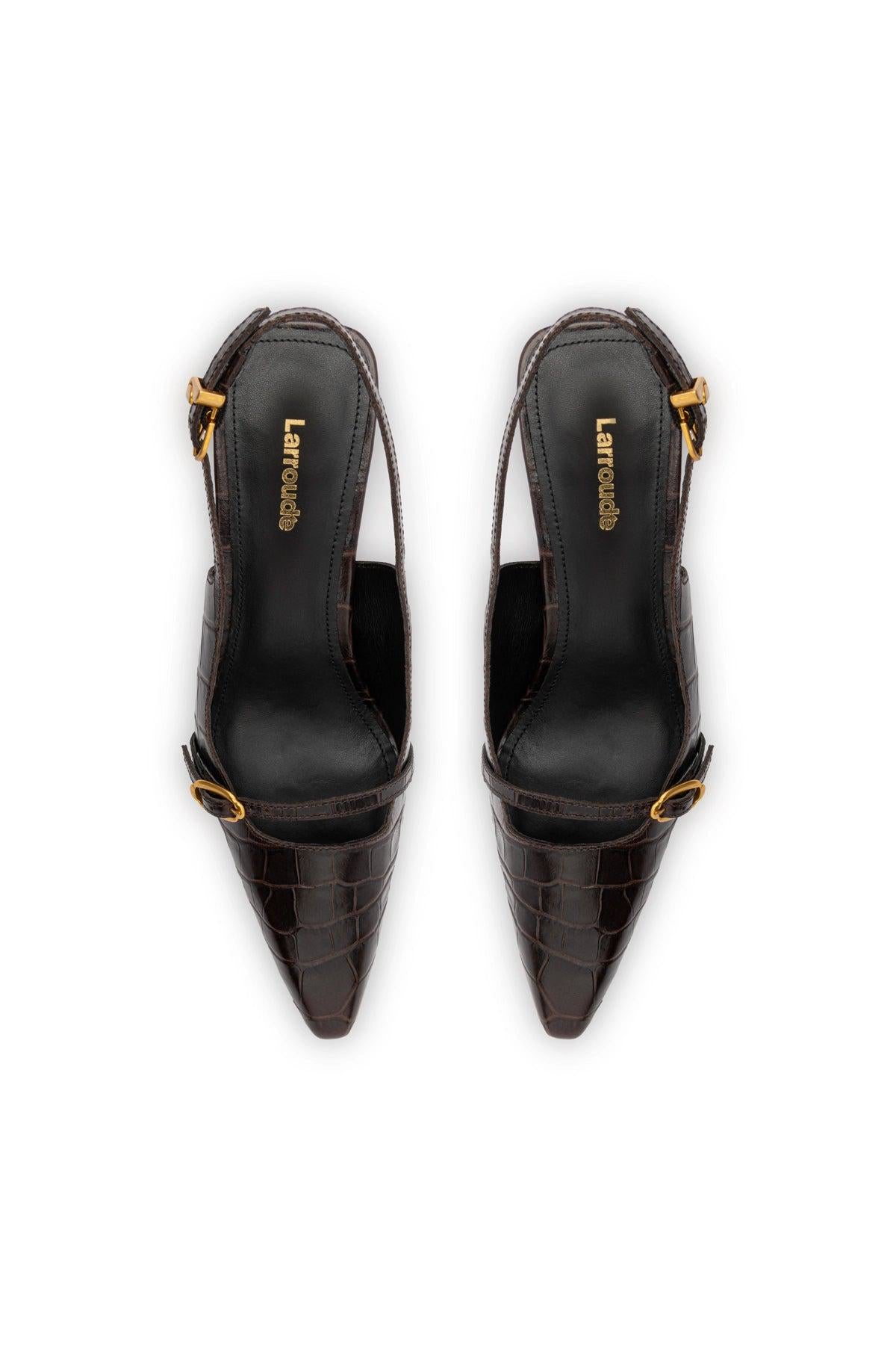 Ines Pump In Croco Brown Leather