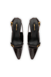 Ines Pump In Croco Brown Leather