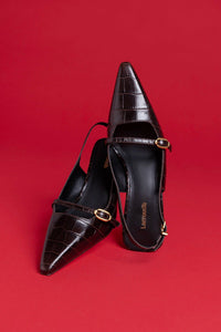 Ines Pump In Croco Brown Leather