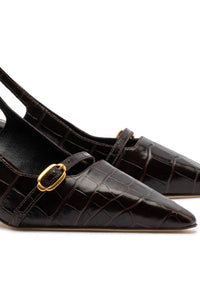 Ines Pump In Croco Brown Leather
