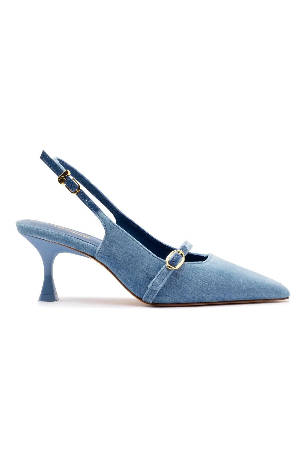 Ines Pump In Blue Denim Velvet