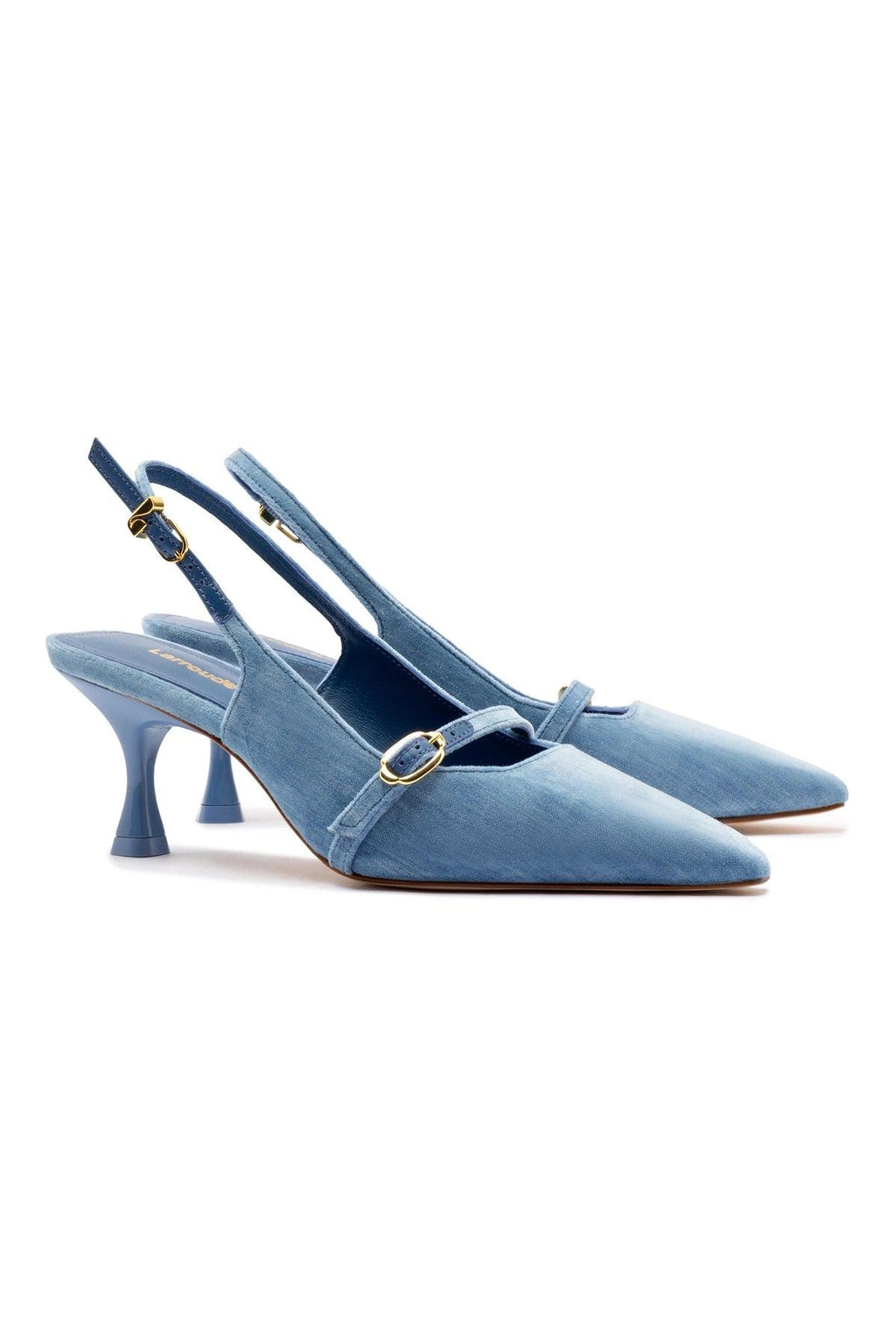 Ines Pump In Blue Denim Velvet