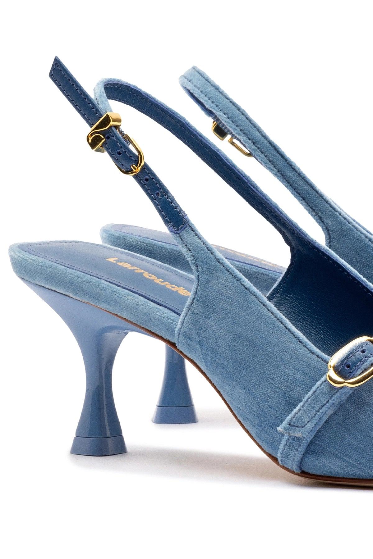 Ines Pump In Blue Denim Velvet