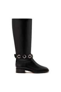 Milan Flat Boot In Black Leather