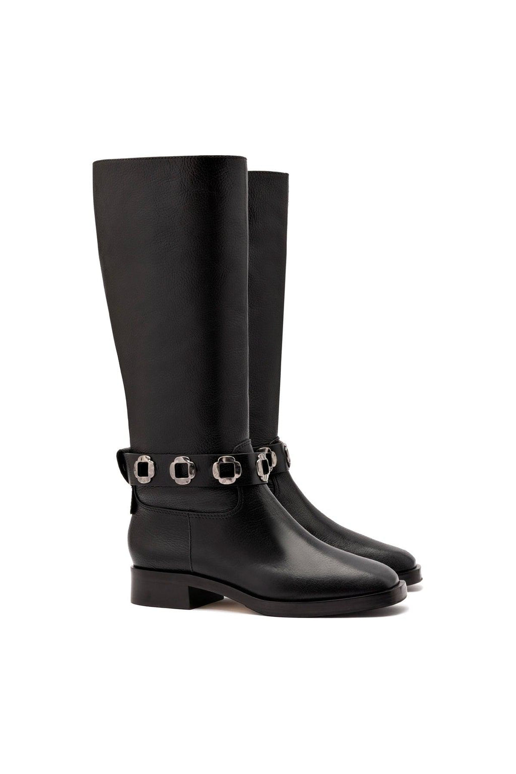 Milan Flat Boot In Black Leather