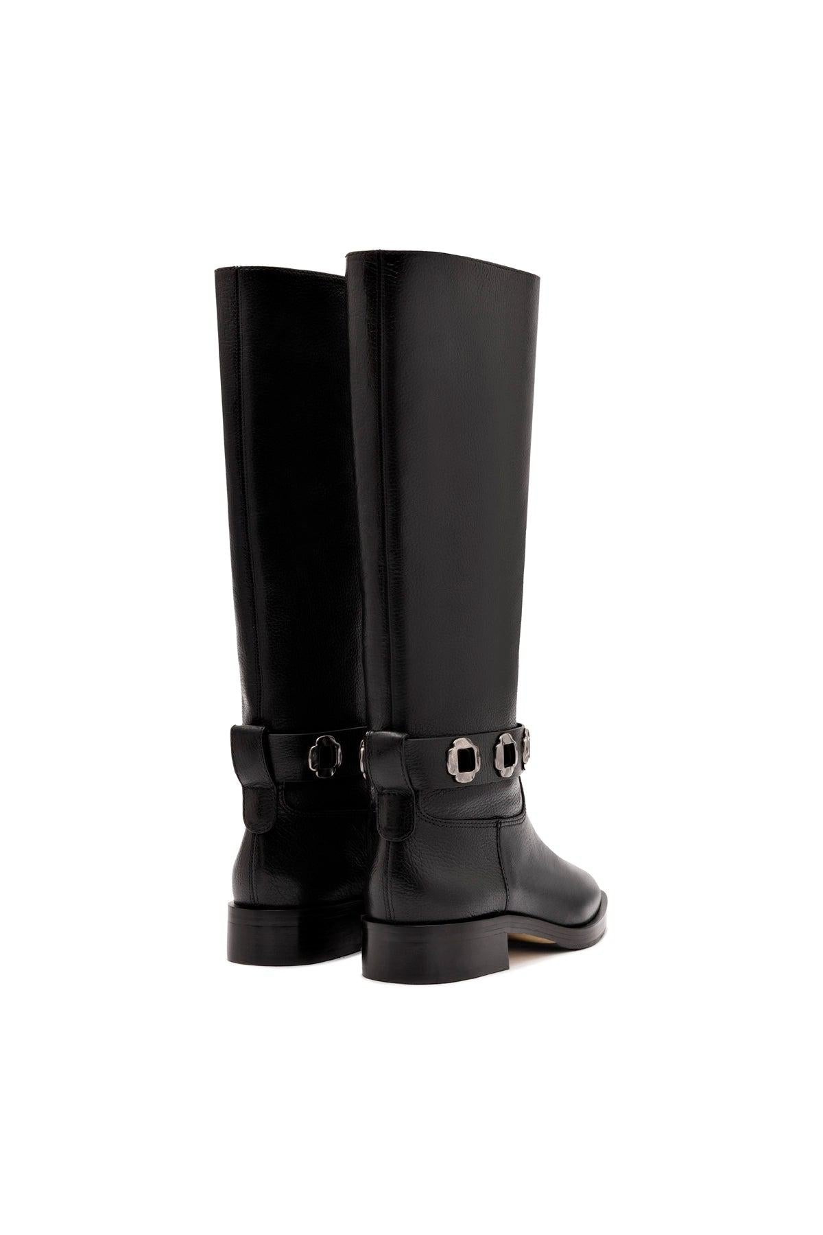 Milan Flat Boot In Black Leather