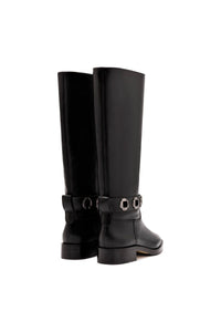 Milan Flat Boot In Black Leather