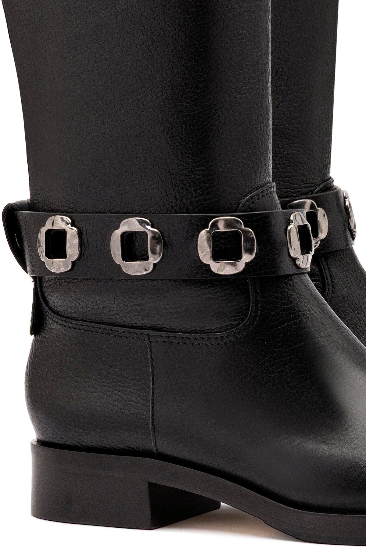 Milan Flat Boot In Black Leather