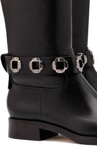 Milan Flat Boot In Black Leather