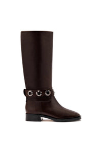 Milan Flat Boot In Brown Leather