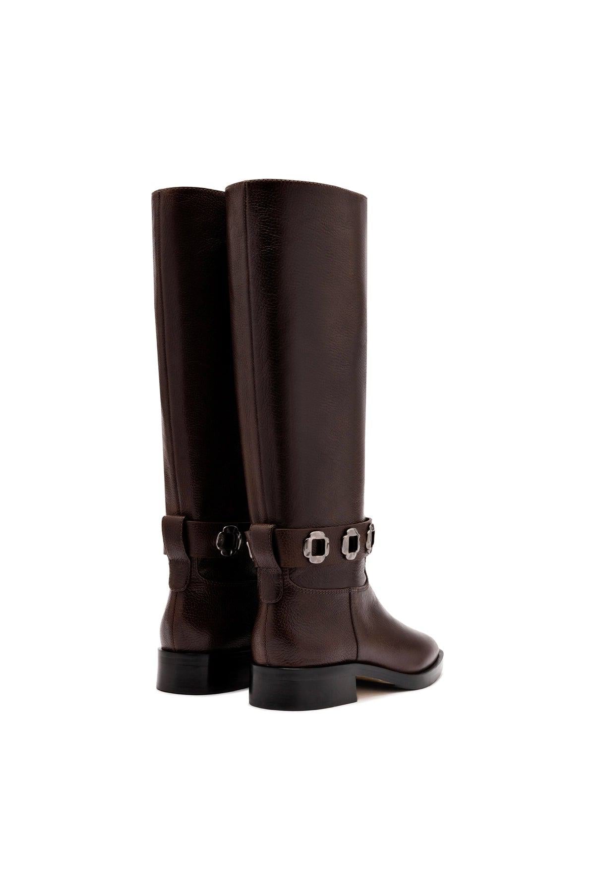 Milan Flat Boot In Brown Leather