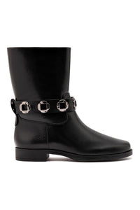 Milan Flat Bootie In Black Leather