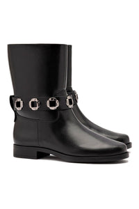 Milan Flat Bootie In Black Leather