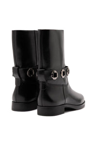 Milan Flat Bootie In Black Leather