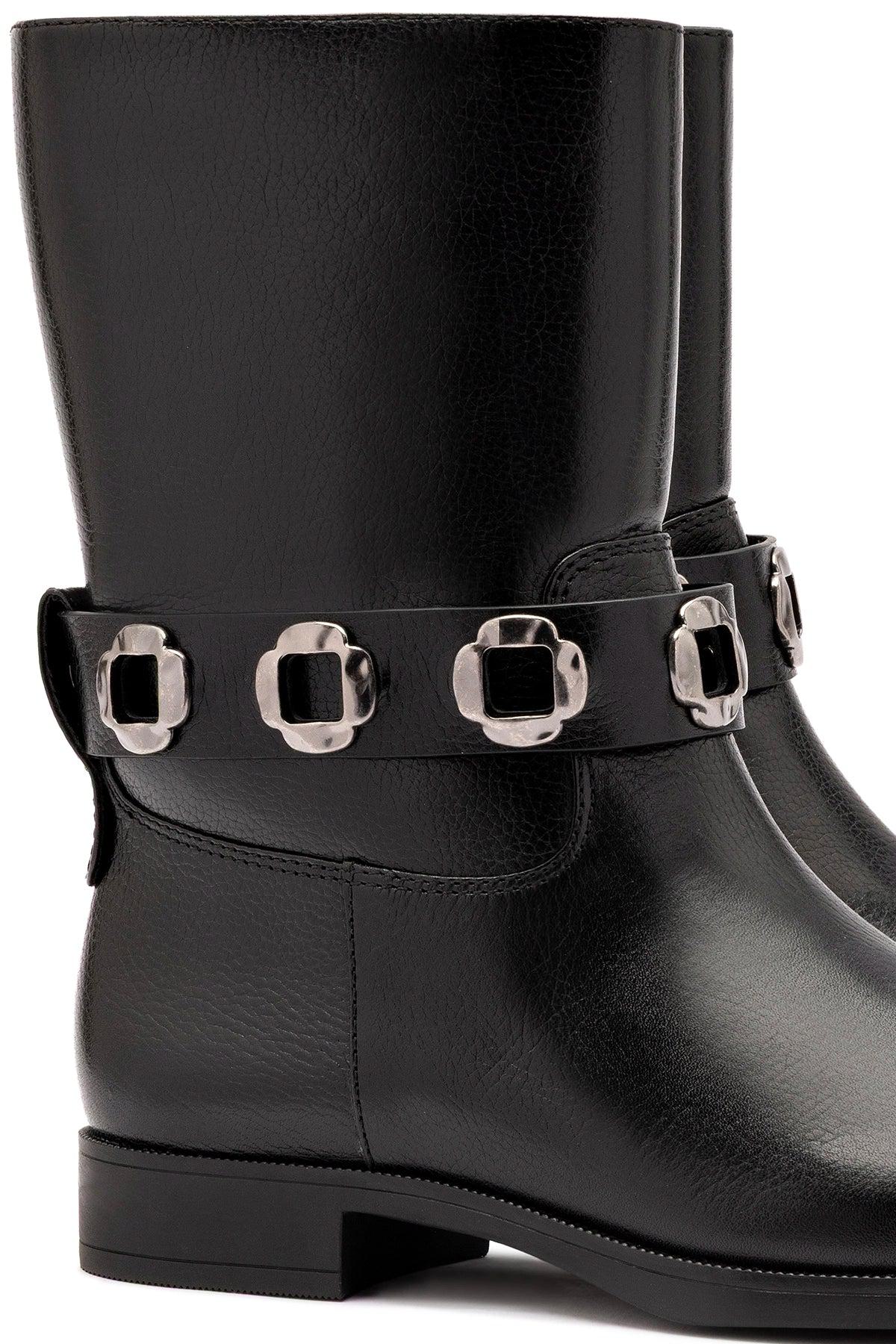 Milan Flat Bootie In Black Leather