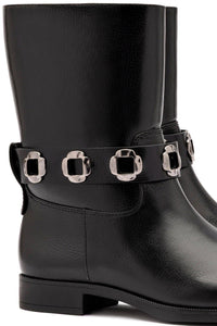 Milan Flat Bootie In Black Leather