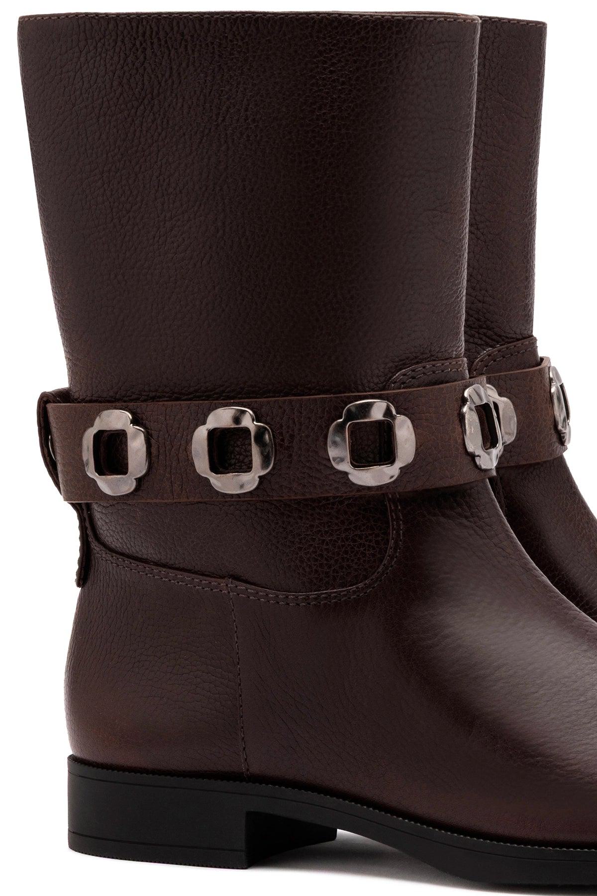 Milan Flat Bootie In Brown Leather