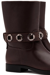 Milan Flat Bootie In Brown Leather