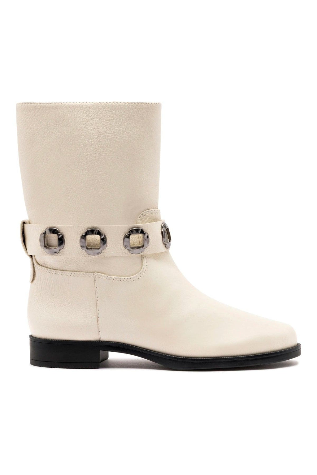 Milan Flat Bootie In Ivory Leather