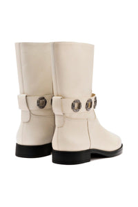 Milan Flat Bootie In Ivory Leather