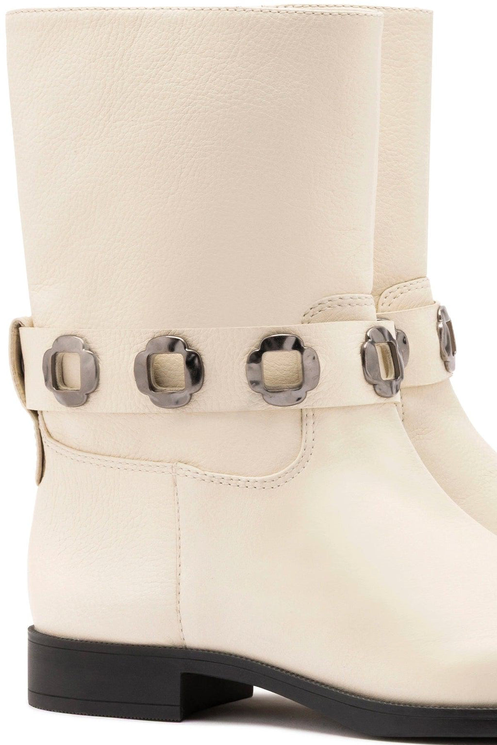 Milan Flat Bootie In Ivory Leather