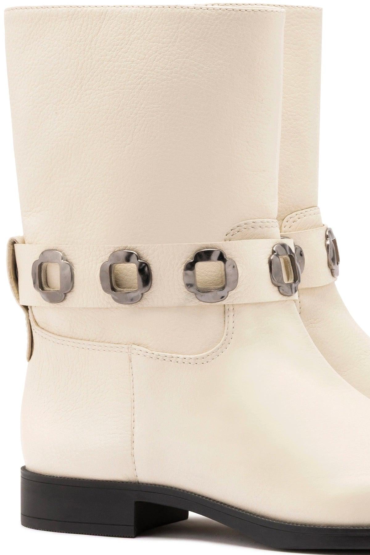 Milan Flat Bootie In Ivory Leather