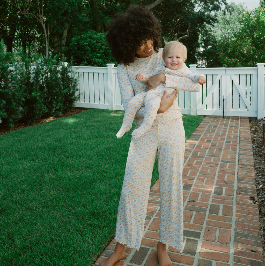 Baby Marigold Floral Pima Footie