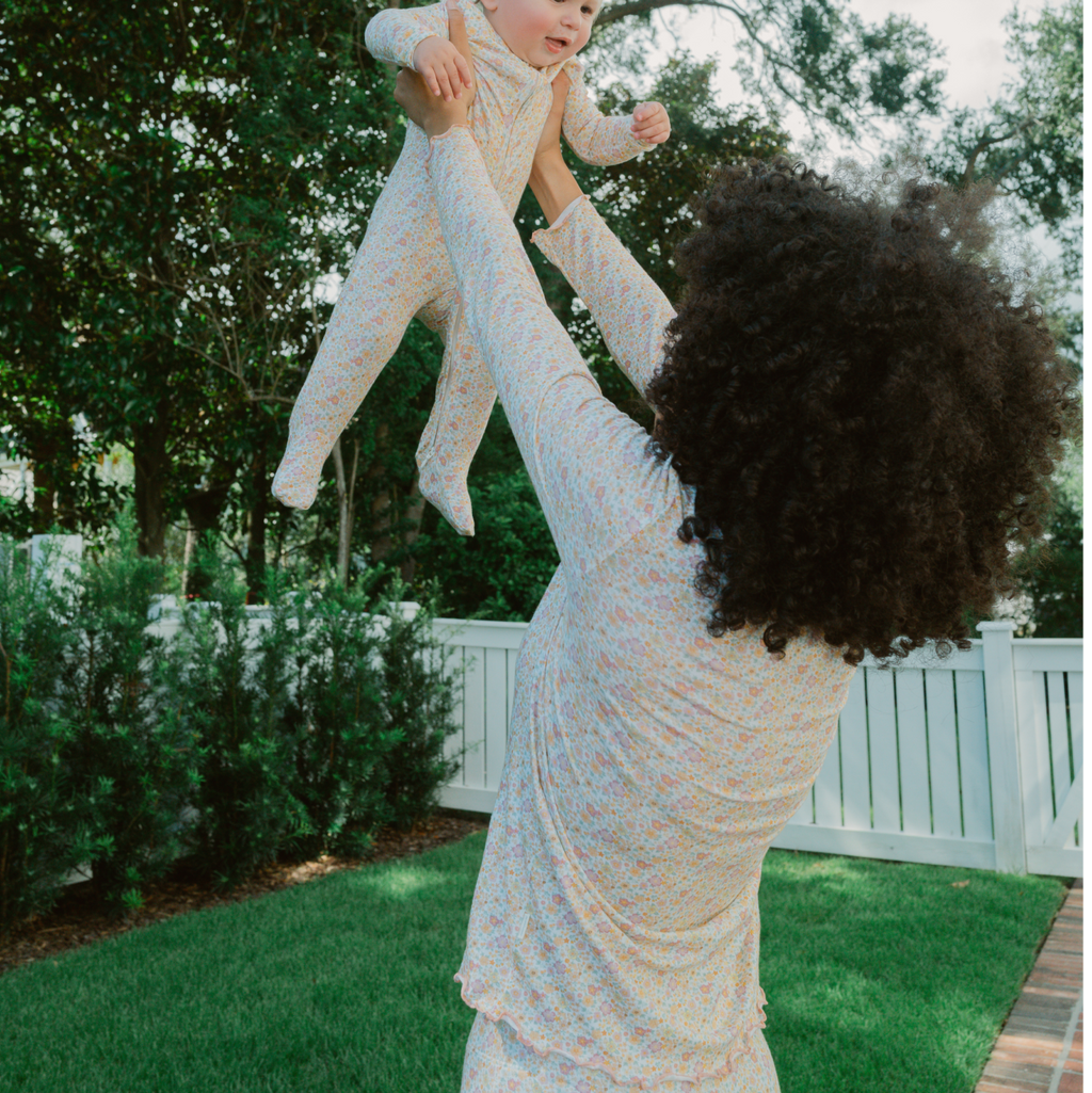 Baby Marigold Floral Pima Footie