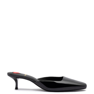 Amal Mule In Black Patent Leather