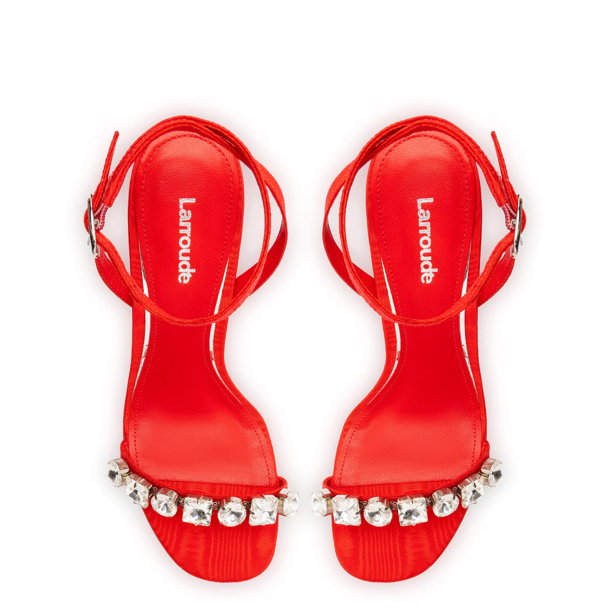 Calypso Sandal In Red Fabric and Crystals