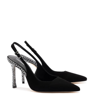 Kaitlan Crystal Pump In Black Suede