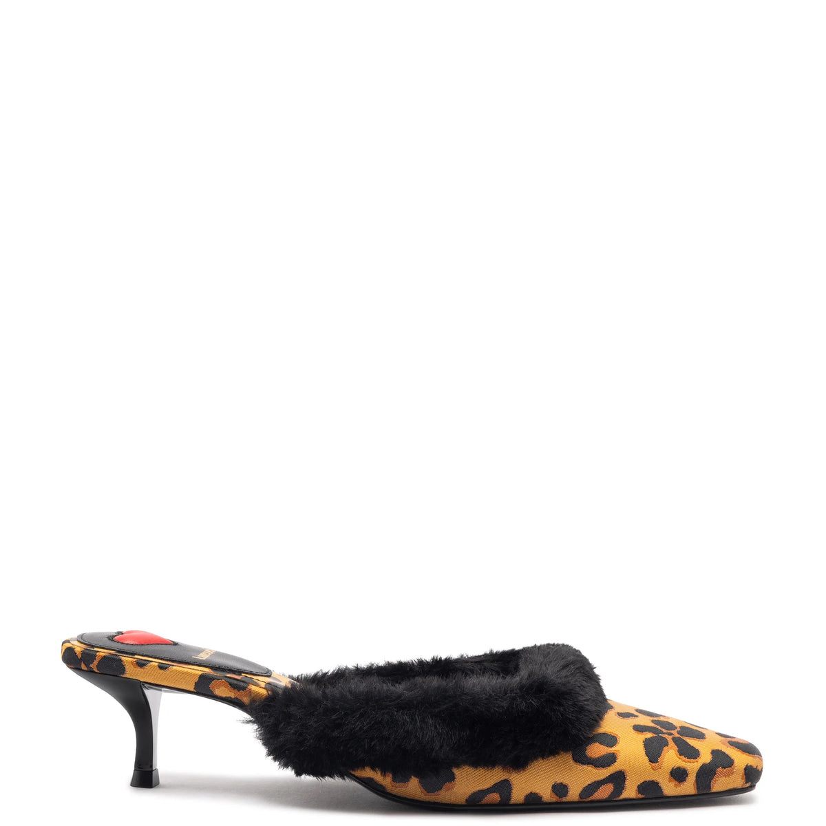 Amal Faux Fur Mule In Leopard Jacquard