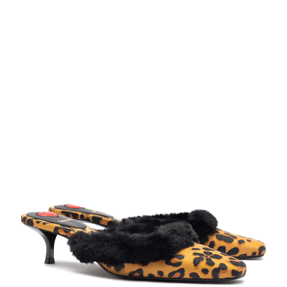 Amal Faux Fur Mule In Leopard Jacquard